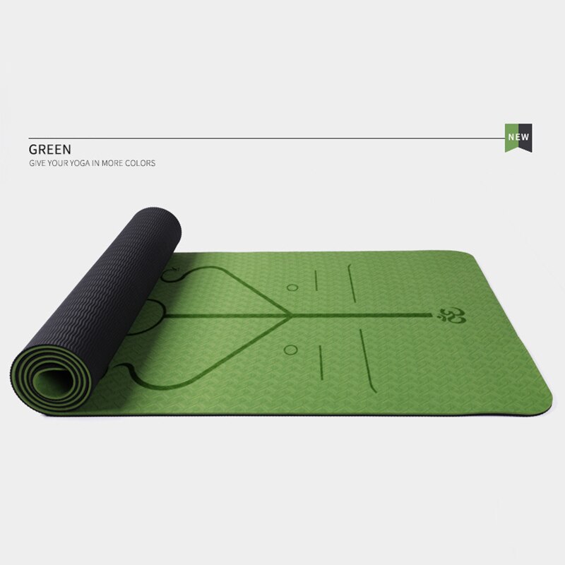 TPE 6mm Yoga Mat Double Layer Non-Slip Mat Yoga Beginner Exercise Pad With Position Line For Fitness Gymnastics And Pilates: Green