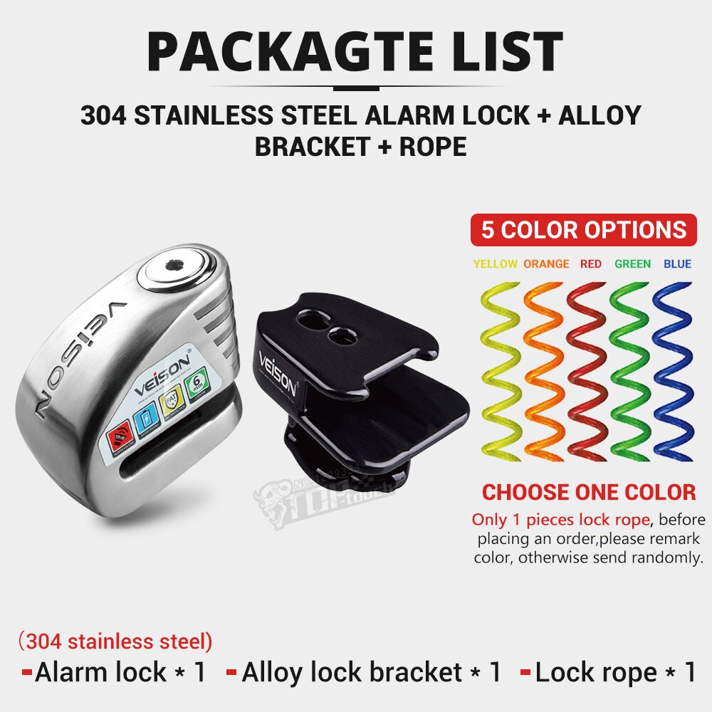 VEISON Waterproof Motorcycle Lock Bike Alarm Lock Scooter Disc Locks Warning Security Anti Theft Bicycle Para Moto Alarma Moto