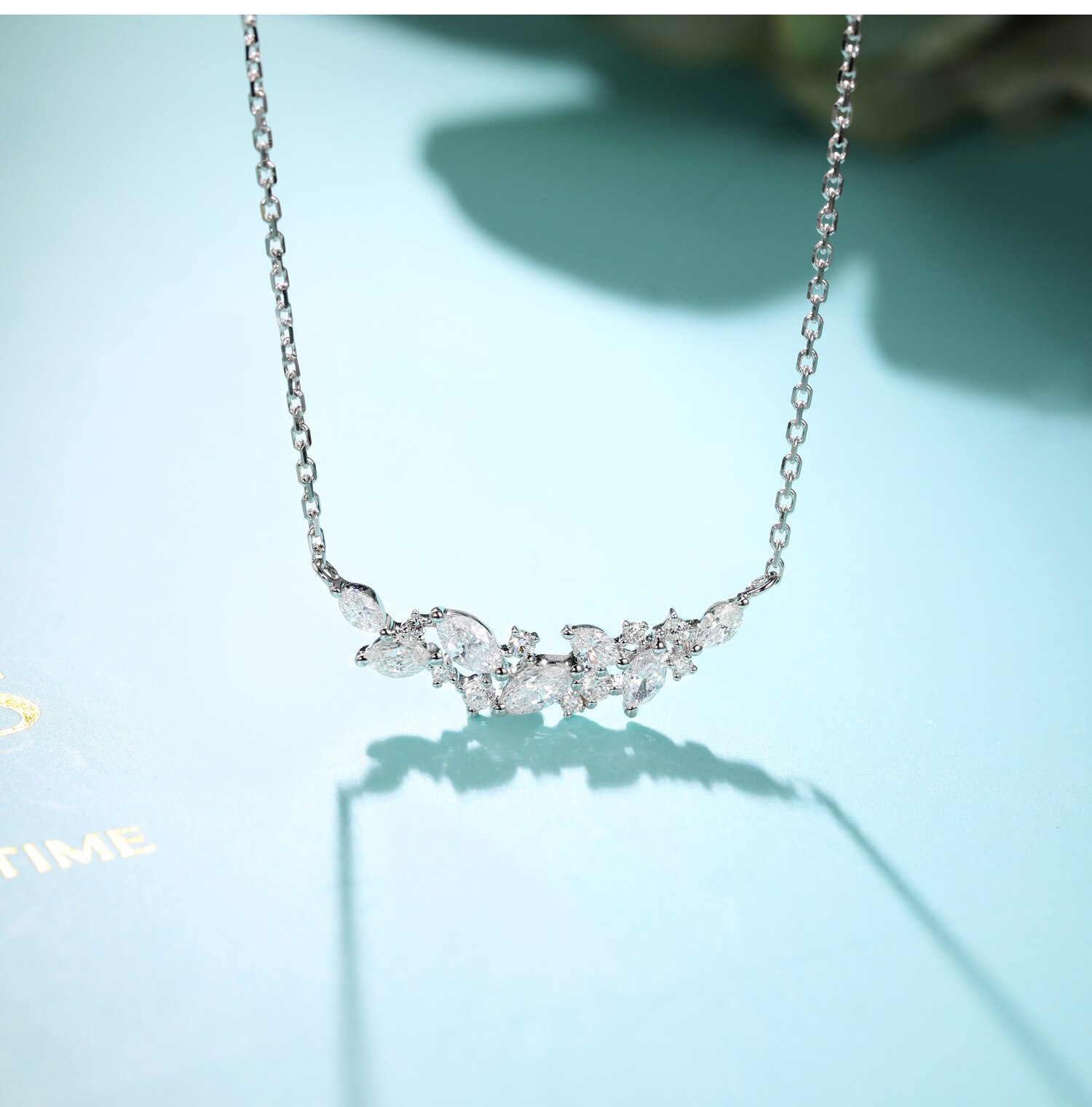 NPKDS-Colgante de diamante de 1 quilate para mujer, collar de plata, cadena de cristal brillante para clavícula, de , joyería: KYNL0240