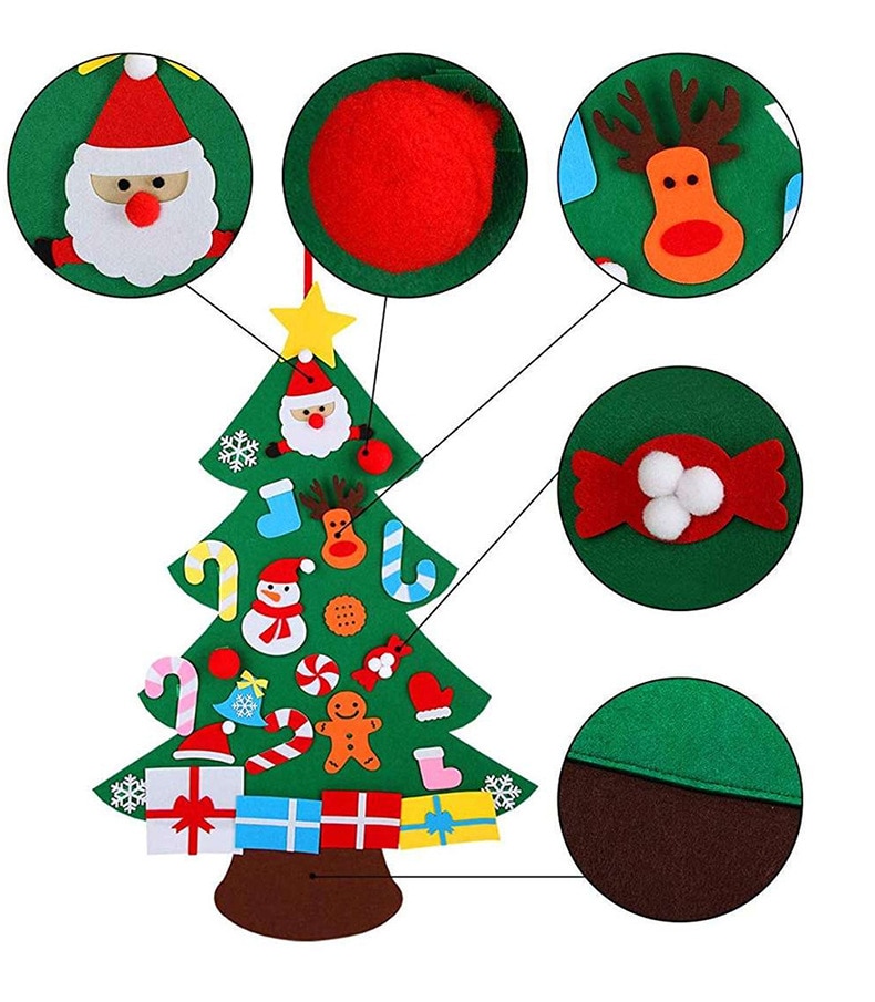Kids DIY Felt Christmas Tree with Ornaments Children Year for Christmas Door Wall Hanging Decoration
