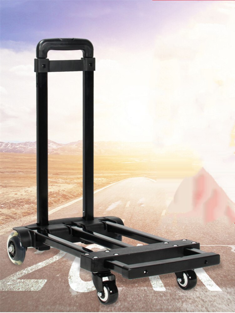 Folding Shopping Hand Truck 4-Wheel Solid Construction Utility Cart Compact and Lightweight for Luggage Travel Auto Garden Carts