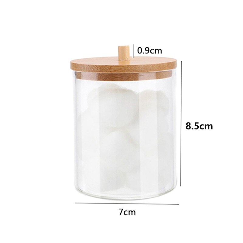 Makeup Cotton Pad Organizer Storage Box For Cotton Swabs Rod Cosmetics Jewelry Bathroom Qtip Container with Bamboo Lid: J