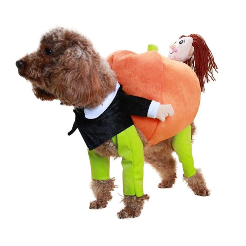 Hund græskar kostume cosplay kæledyr hund kostume græskar dragt halloween tøj til hunde fest påklædning hundetøj kat tøj: Gul / S