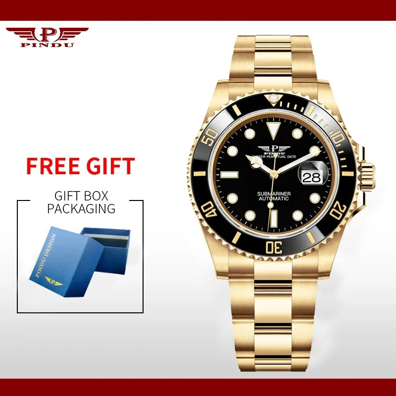 Reloj Hombre PINDU Water Ghost Reloj de pulsera mecánico para Hombre 40MM Reloj automático de cerámica de lujo para Hombre Relojes Masculino: Multicolor