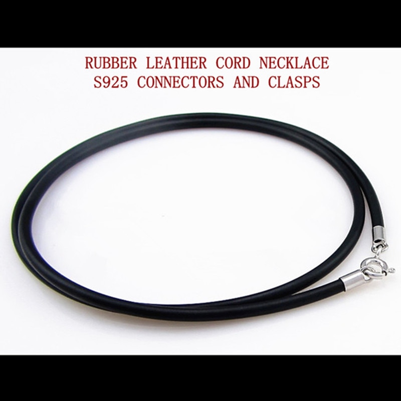 Collar de cuerda de Cuero de goma firme totalmente combinable con conectores de plata esterlina 925 reales y cierres para hombre mujer cadenas hilo de cuerda