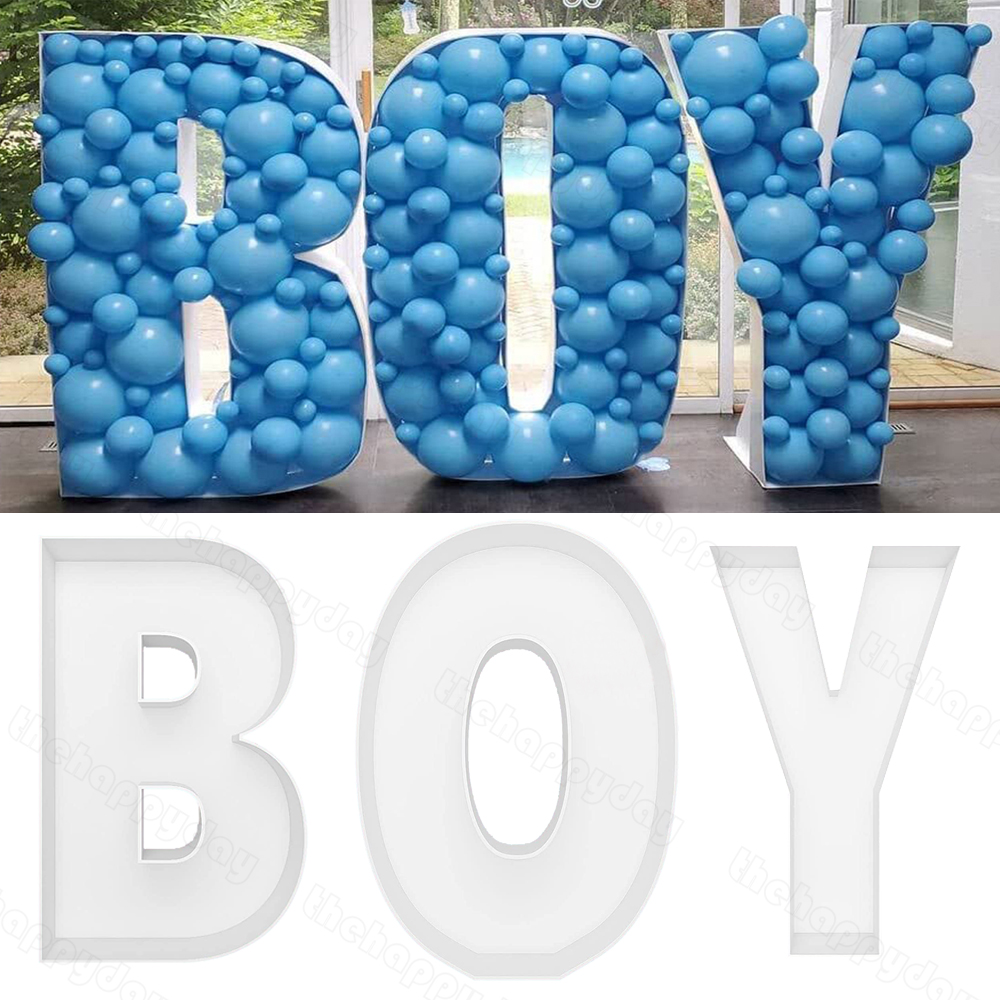 Soporte de marco de letras de bebé, caja de relleno de globos de mosaico, tablero KT, alfabeto, bricolaje, decoración de de cumpleaños, 4/3/1 piezas: AGATE