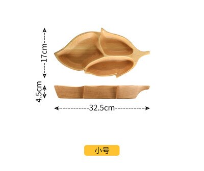 Massivt tre frukt tallerkener peanøtter form desserter tallerken sushi tallerken blad form desserter tallerken flerbruks serveringsbrett: Cs