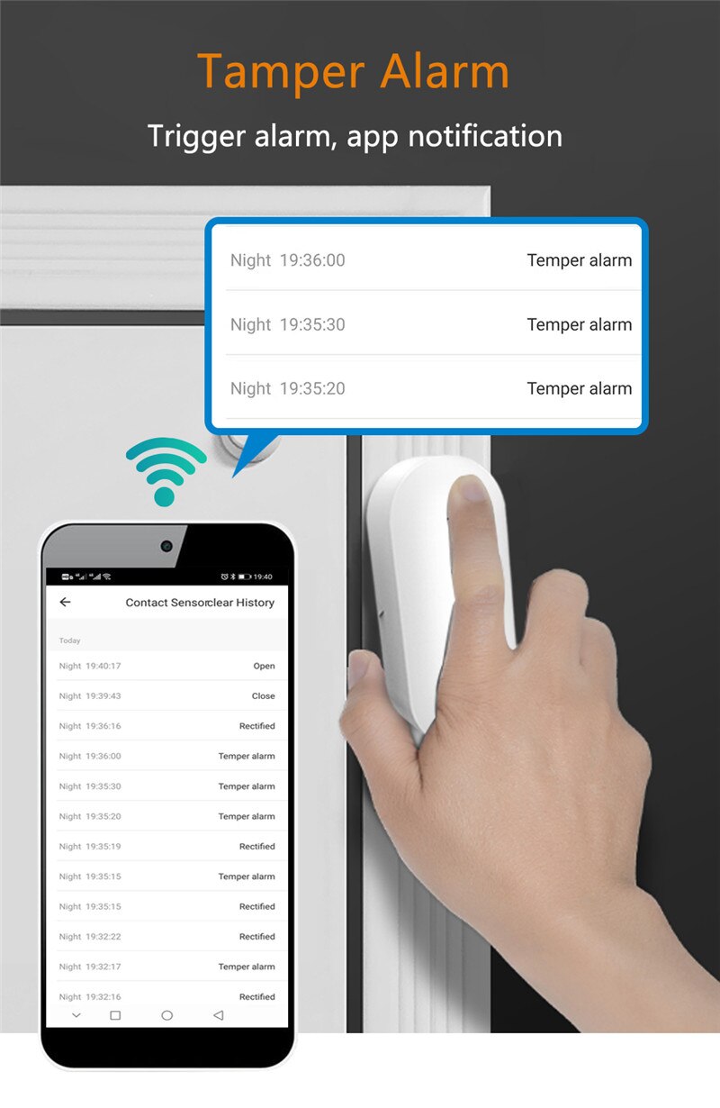 1/2/3/4Pcs Smart WiFi Door Sensor Tuya Window Detectors Home Security Alert APP Smart Life,Voice Control for Alexa Google Home