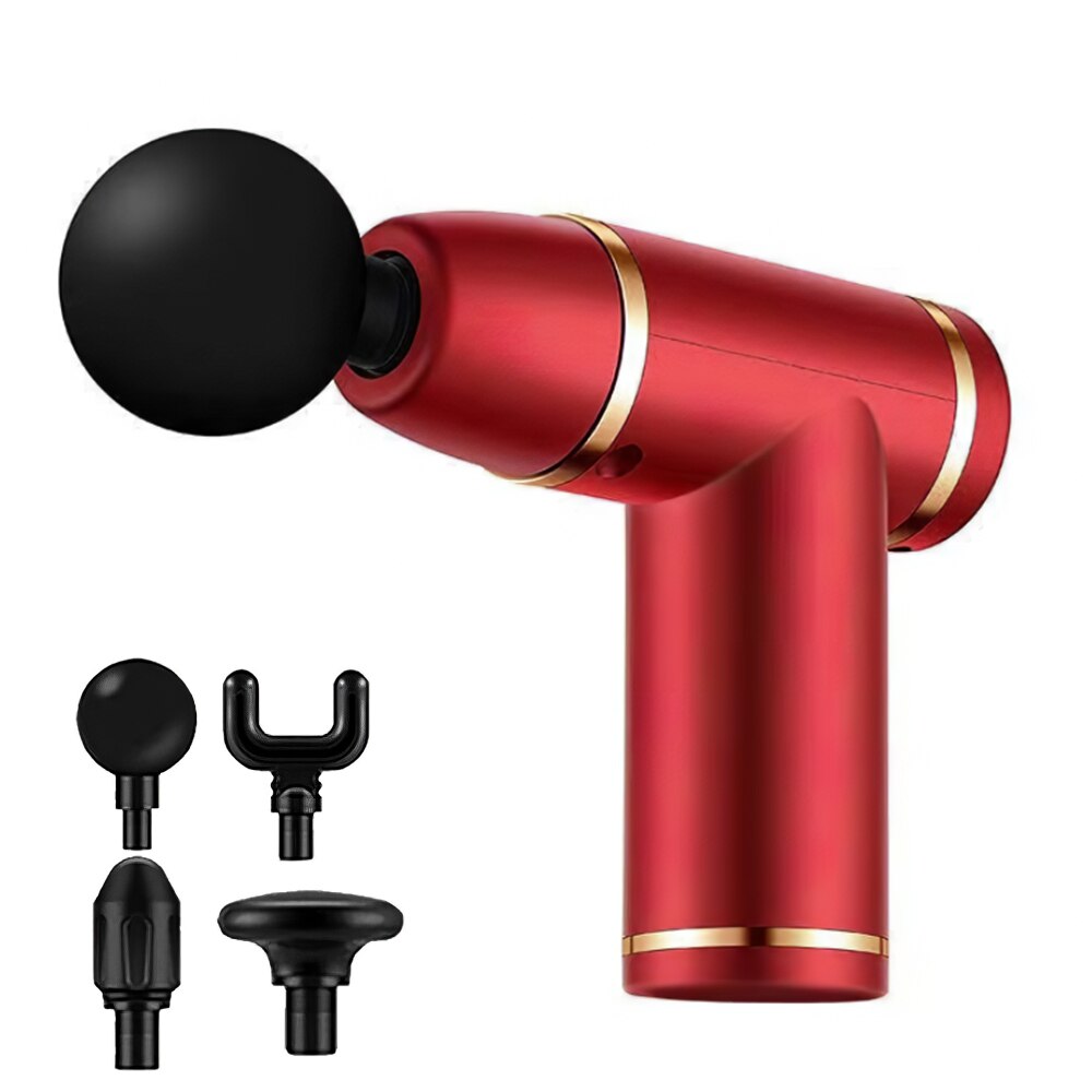 High-frequency Massage Gun Sports Relaxation Fitness Electric Massager Portable Slimming Shaping Pain Relief: Red