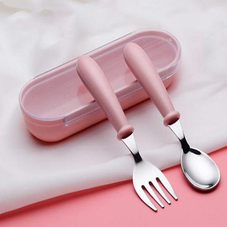gadget per bambini impostato di stoviglie utensili per bambini stoviglie per bambini posate cartone animato forchetta per alimenti per neonati: rosa genere 1