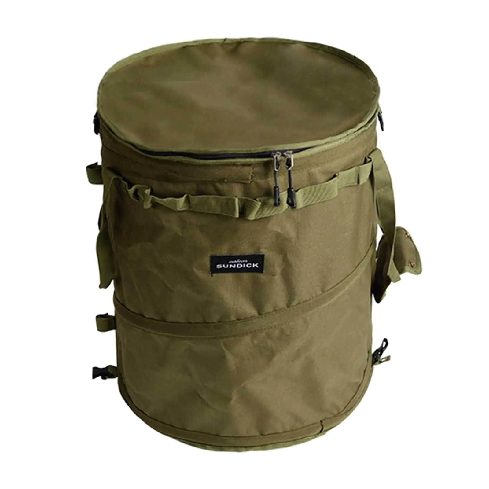 Cubos de basura de tela Oxford, bolsa de almacenamiento de ropa, Cubo de resorte plegable para acampar, Viajes: Verde militar