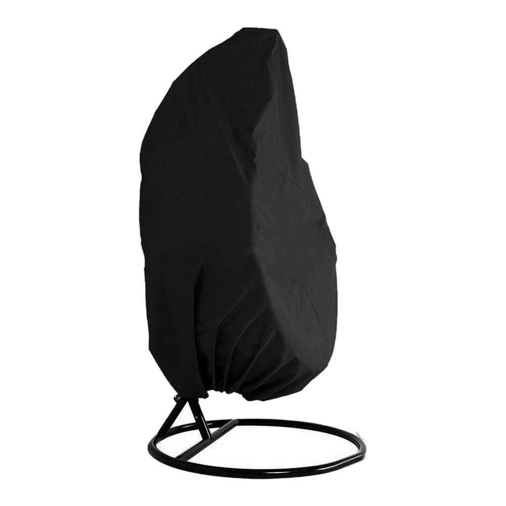 Ao ar livre pendurado ovo cadeira capa à prova dwaterproof água pára-sol pátio cadeira poeira capa de chuva protetor swing chair cover uv capa protetora: Black One Drawstring