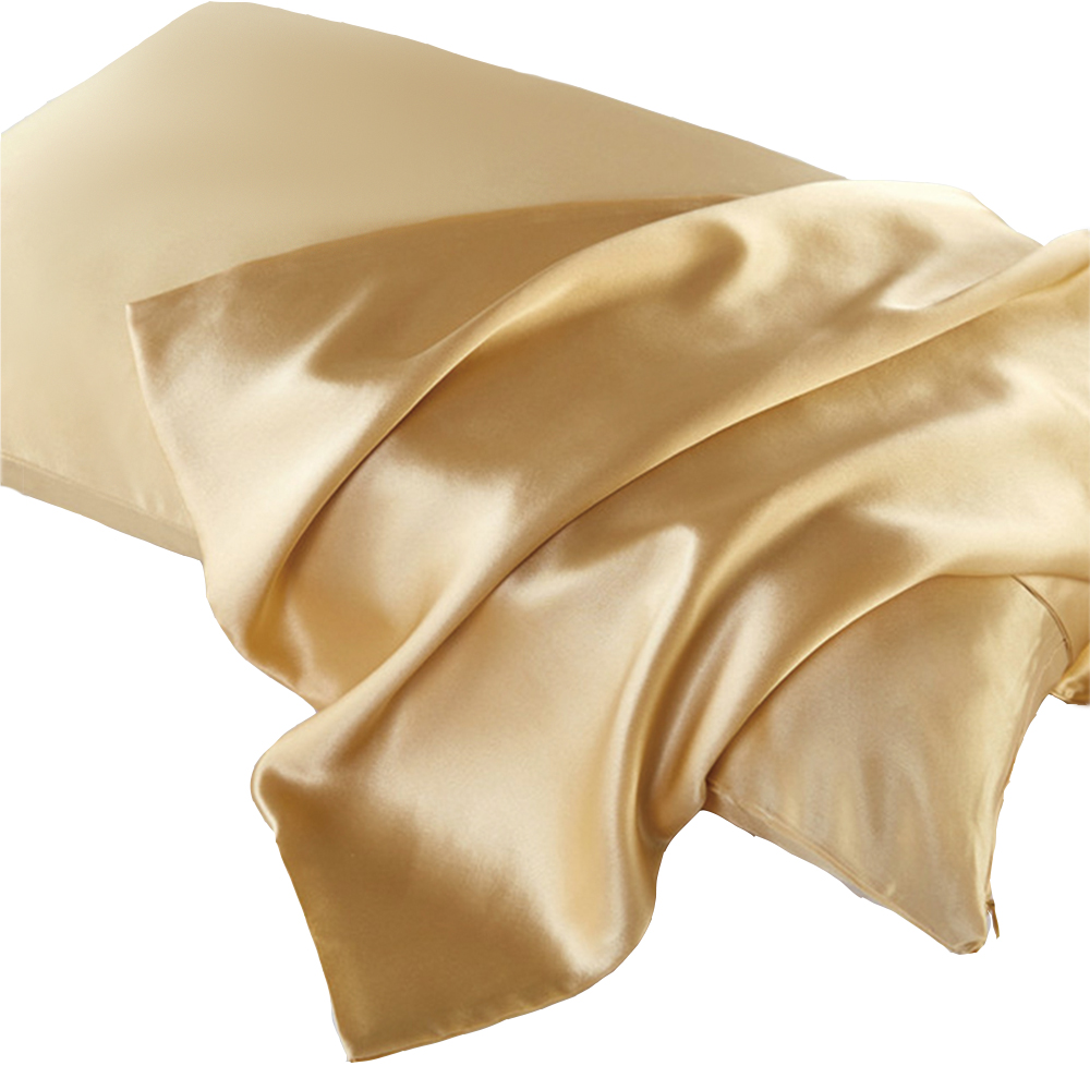100 % doppelseitiger Kissenbezug aus reiner Seide, 22 mm, 6A, natürlicher Maulbeerseiden-Kissenbezug mit verstecktem Reißverschluss, Darm zum Schlafen der Haut: Gold