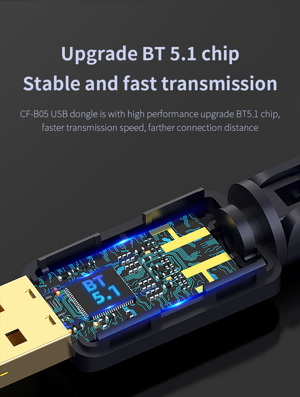 Comfast-Adaptador USB Bluetooth 100 para PC, receptor de Audio y música, transmisor Bluetooth 5,1, 5,1 M