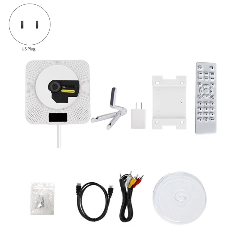 CD DVD Player Bluetooth Speaker Wall Mounted FM Radio with LED Display and Remote Built-in HiFi Speaker