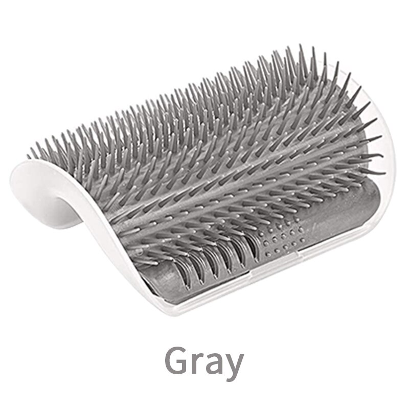 Brosse de Massage d&#39;angle mural pour chat, auto-toilettage avec cataire herbe-aux-chats doux, brosse pour le visage avec un peigne chatouillant, fournitures de toilettage pour animaux de compagnie: Gray