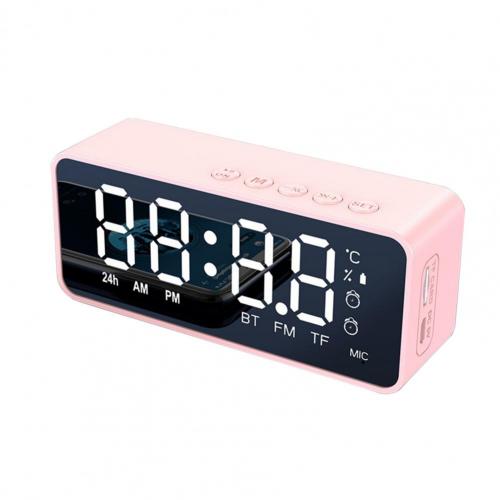 Draadloze Bluetooth Speaker Fm Radio Klankkast Desktop Wekker Subwoofer Muziekspeler Tf-kaart Bass Speaker Boom Voor Alle telefoon: Pink