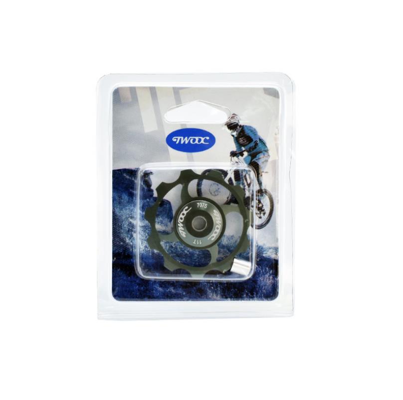 TWOOC 11T 4 Hole Aluminium Bike Jockey Wheel MTB Guide Pulley Ceramic Rear Derailleur: Titanium