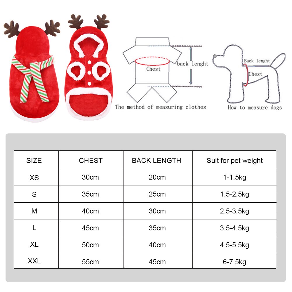 Dog Clothes Small Size Dog Clothes Cloth Christmas Dogs Clothes Winter And Autumn Warm Pet Animals Clothes XS-XXL