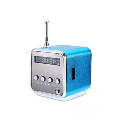 Mini TD-V26 Aluminium Radio Fm Ontvanger Sd Tf Usb Play Stereo Altavoz Speaker Draagbare Fm Radio Draadloze Subwoofer Kleine Luidspreker: Blue