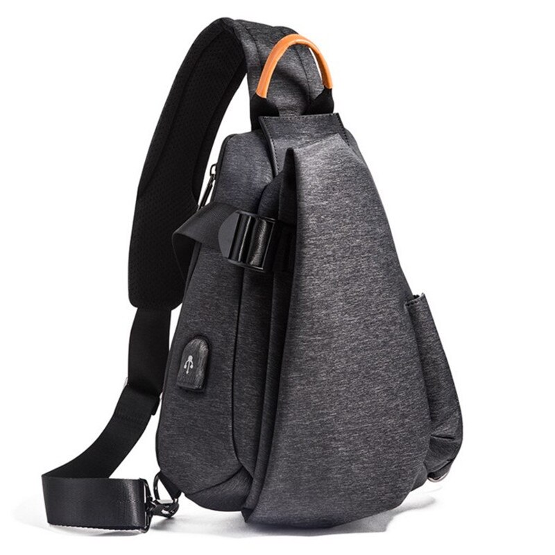 Bolsos de mensajero de Casual USB antirrobo de viaje bolso de pecho de hombro de viaje bolso de pecho Paquete de bolsos de cuerpo cruzado Masculino: black