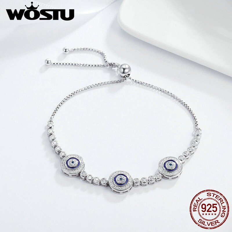WOSTU-Bracelet en argent Sterling 100% 925, œil pour femmes, bijoux , en argent 925, FIB002