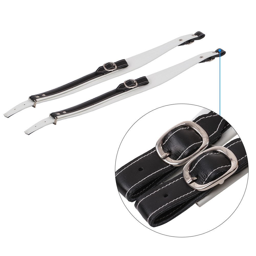 One Pair Adjustable Soft Accordion Shoulder Straps Black + White Leather Accordion Straps