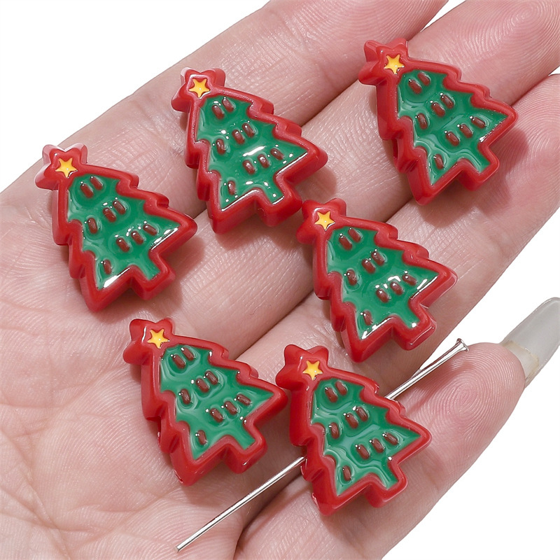 6 teile/los Weihnachten Baum Glocken Handschuhe Acryl Perlen Komponenten Für DIY Handgemachte Armbinde Halskette Schmuck Machen Liefert Material: Rot