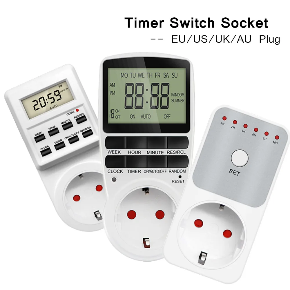 Elektronische Digitale Timer Schalter Countdown Einstellung Steckdose Küche Timer Steckdose Programmierbare zeitliche Koordinierung Steckdose Steuerung EU UNS Stecker