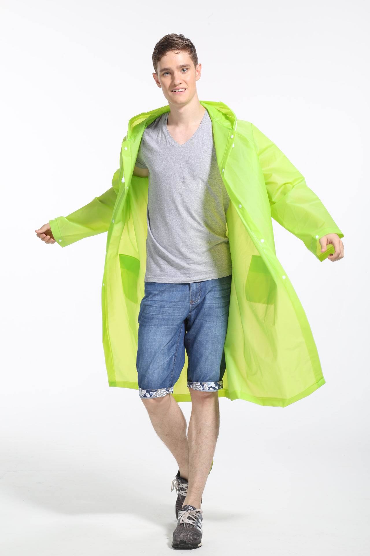 Raincoat Women Men Impermeable Thickened Waterproof Raincoat Tourism Outdoor Hiking Rain Poncho Raincoat Hooded Rain Coat: green / M