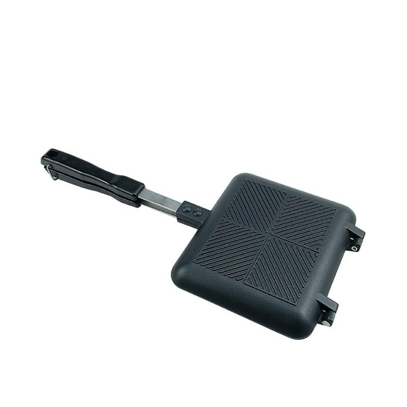 1PC Double-Sided Grill Frying Pan Square Shape Non-Stick Pan Baking Steak Frying Pan Kitchen Cooking Tool: Black