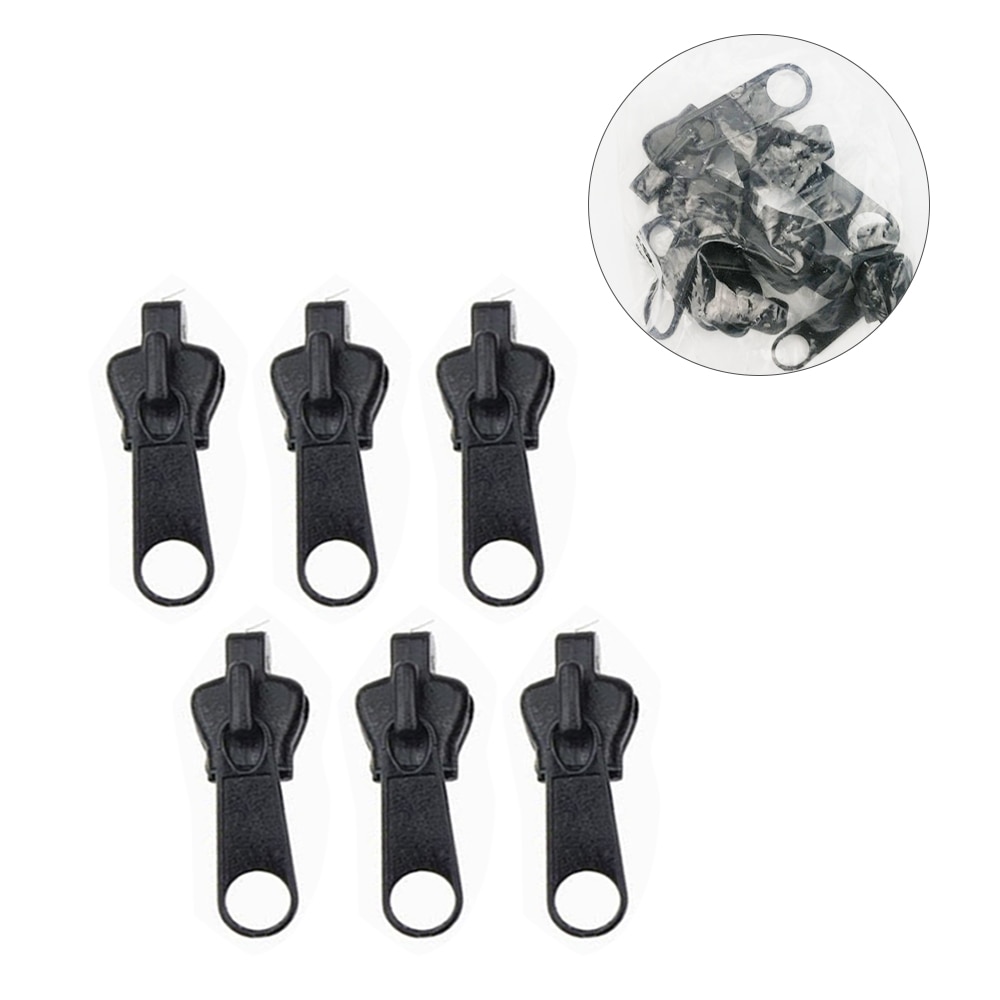 6Pcs 3 Maten Universal Instant Fix Rits Reparatie Kit Vervanging Zip Slider Tanden Rescue Ritsen Naaien Kleding: Black-6pcs-opp