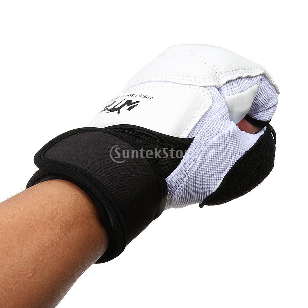freundlicher Erwachsene halb Finger Kampf Boxen Handschuhe Handschuhe Sanda Karate Sandsack Schutz für MMA Muay thailändisch trete Boxen Ausbildung Weiß: L