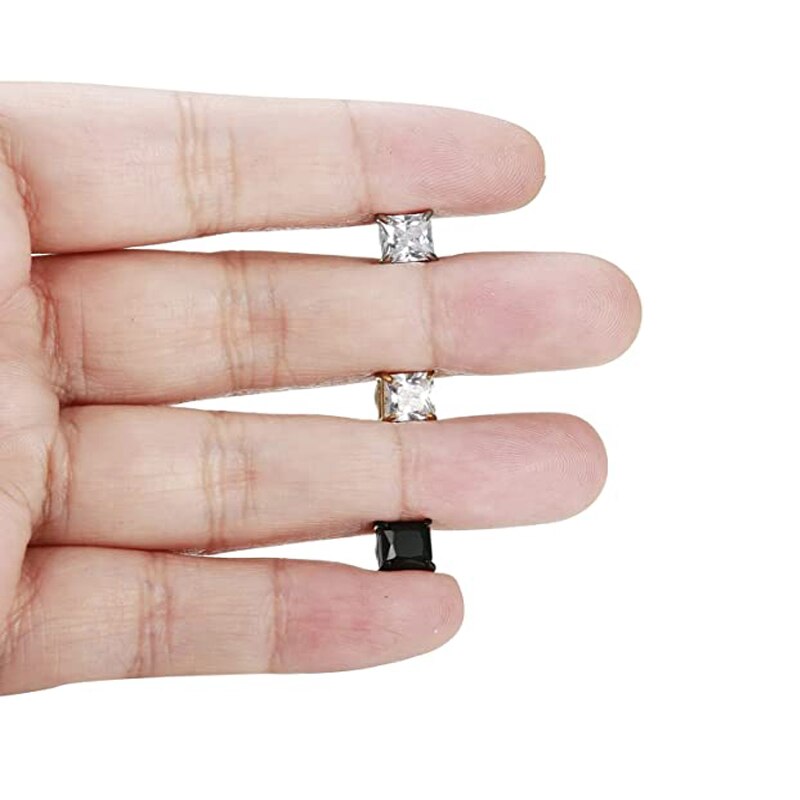 6 Pairs of Stainless Steel Magnetic Stud Earrings Male Female Zircon Magnet Non-perforated Clip Earrings Set Black Steel Gold