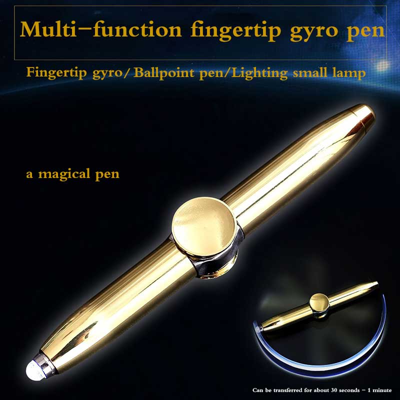 metal fingertip gyro pen multi-function LED lamp ballpoint pen rotating business office decompression pen