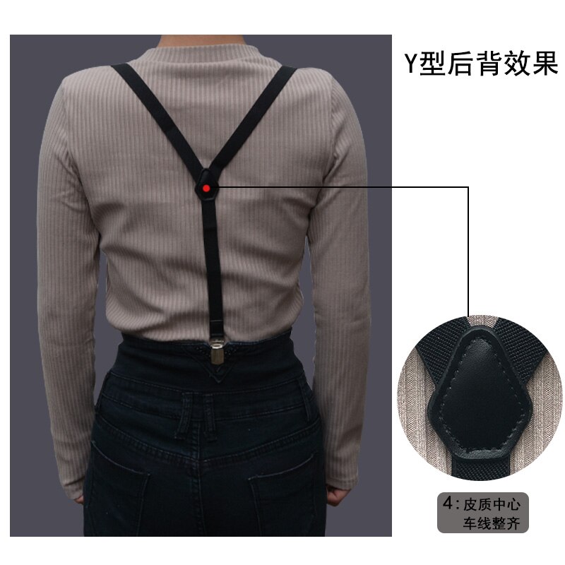 unisex women 1.5 cm wide elastic suspenders adjustable suspenders with box: Y black