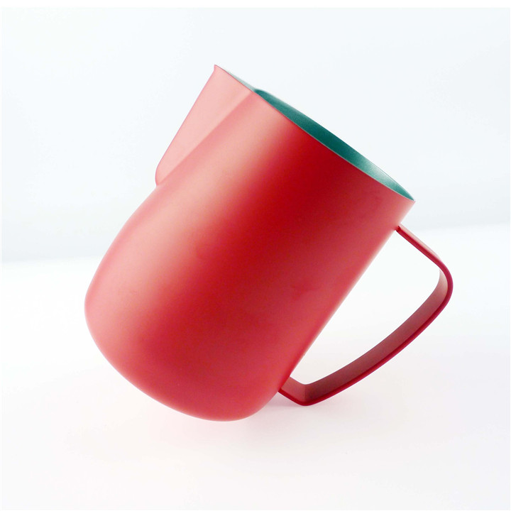 Stainless Steel Frothing Pitcher Pull Flower Cup Coffee Milk Frother Latte Art Milk Foam Tool Coffeware Milk Frothing Jug: Red / 350ml