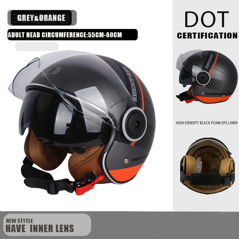 DOT-zertifizierter Vintage-Helm, offener Motorrad-Helm mit offenem Gesicht, Retro-3/4-Helm, Cruise Casco Casque Moto, Herren und Damen