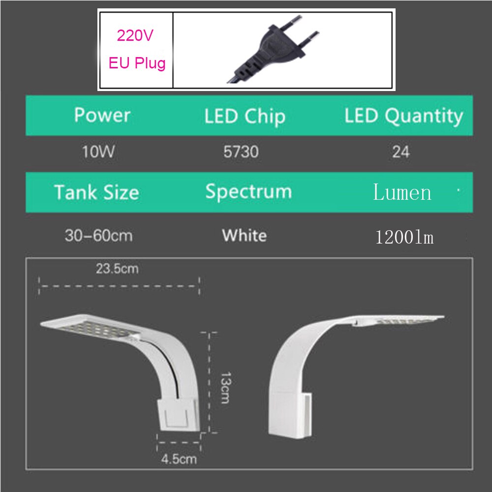 Super Slim 5W/10W Aquarium LED Lighting Clip on Double Lamp Fresh Water Plants Grow Light LED Aquarium for Nano Fish Tanks