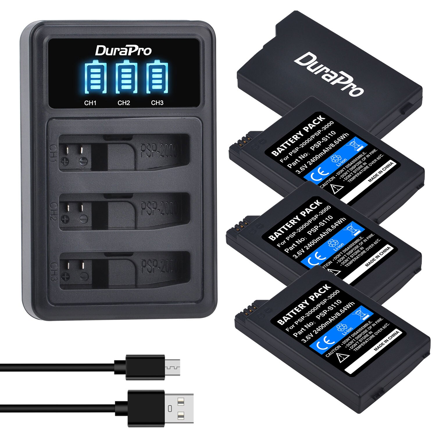 2400mAh PSP-2000 PSP-S110 bateria robić Sony PSP 2000, PSP 3000, PSP S110 kontroler: 4bateria 1ładowarka