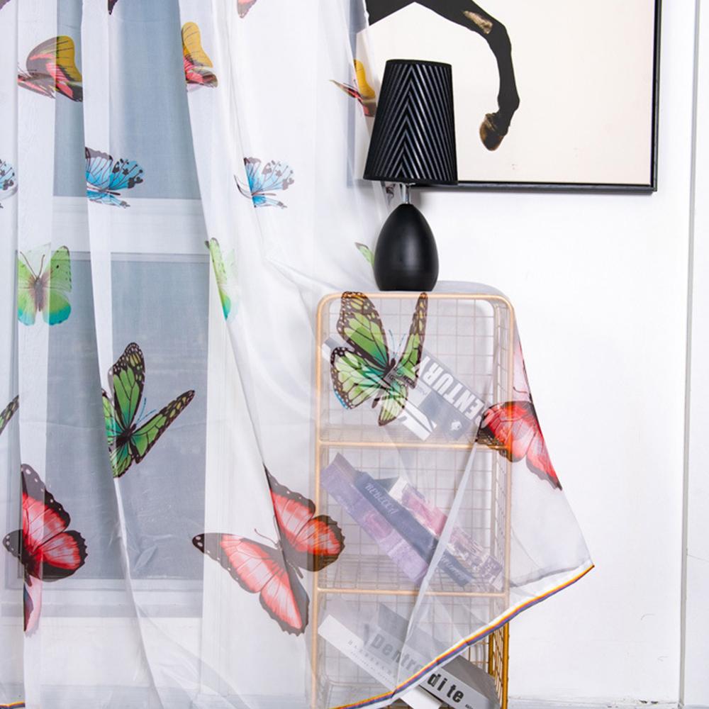 Sypialnia dostarcza tiul na firanki kurtyna jasny wzór motyl gaza zwykły balkon robić sypialni hotel okno zasłona wystrój, 100x200cm