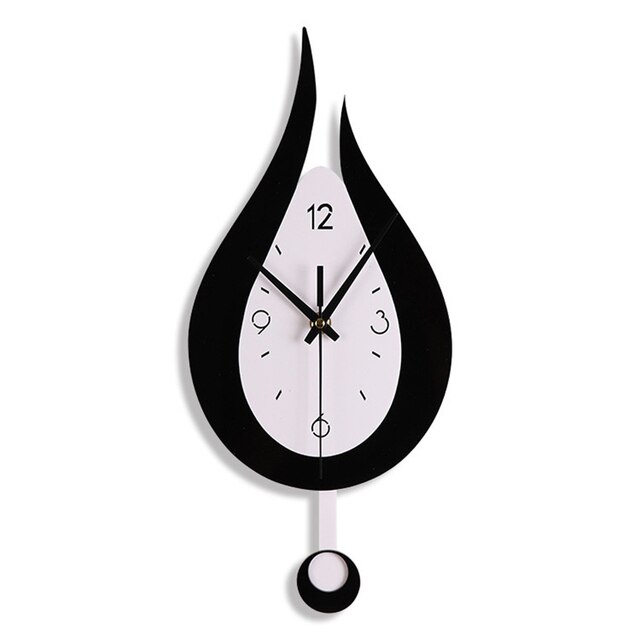 DIY Water Swingable Large Wall Clocks Modern Silent Punch-free Quartz Wall Stickers Clock Home Decor: black