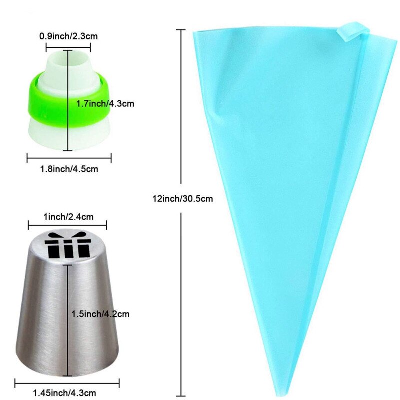 29 Pieces Russian Piping Tips Set Cake Decorating Supplies Kit Flower Frosting tips 16 Icing Nozzles 2 Couplers Pastry Bags
