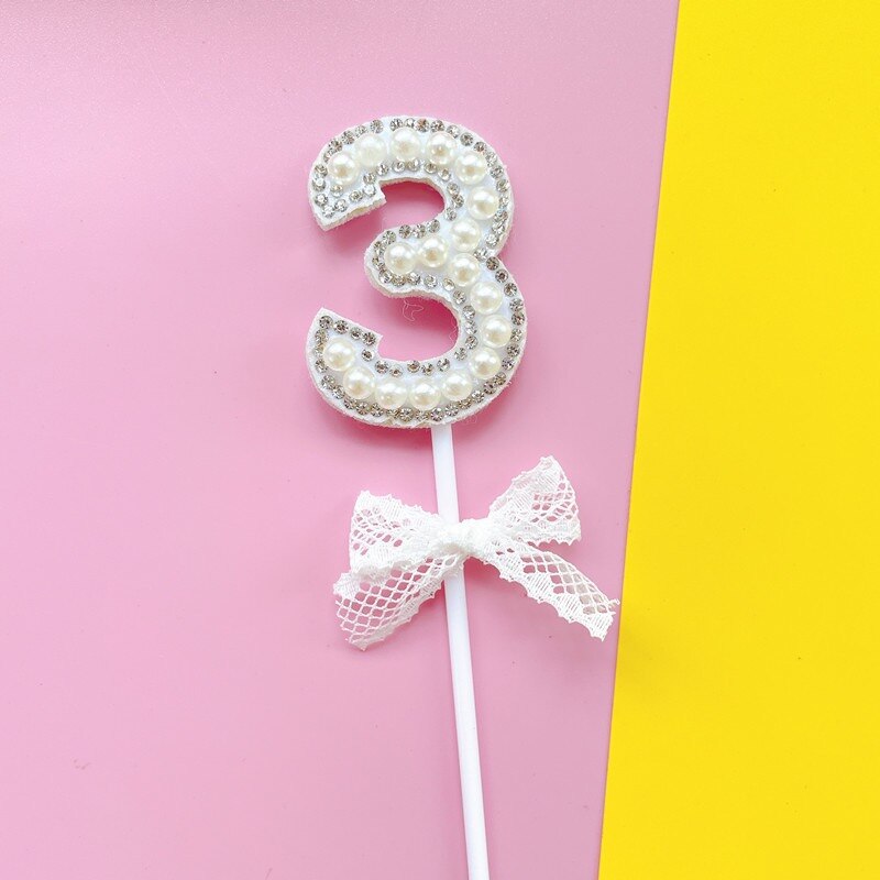 1Pc Glitter Alloy Rhinestone Number Cake Toppers Baby Shower Birthday Decoration Wedding Gold Silver Digital Cakes Dessert Decor: Olive