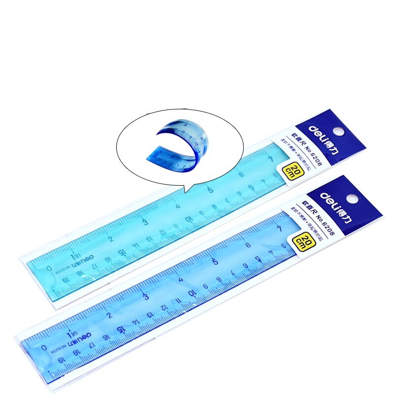 Student flexibel linjal, tum och metrisk , 30 cm/12 tum , 20 cm/8 tum , 15 cm/6 tum, transparenta färger