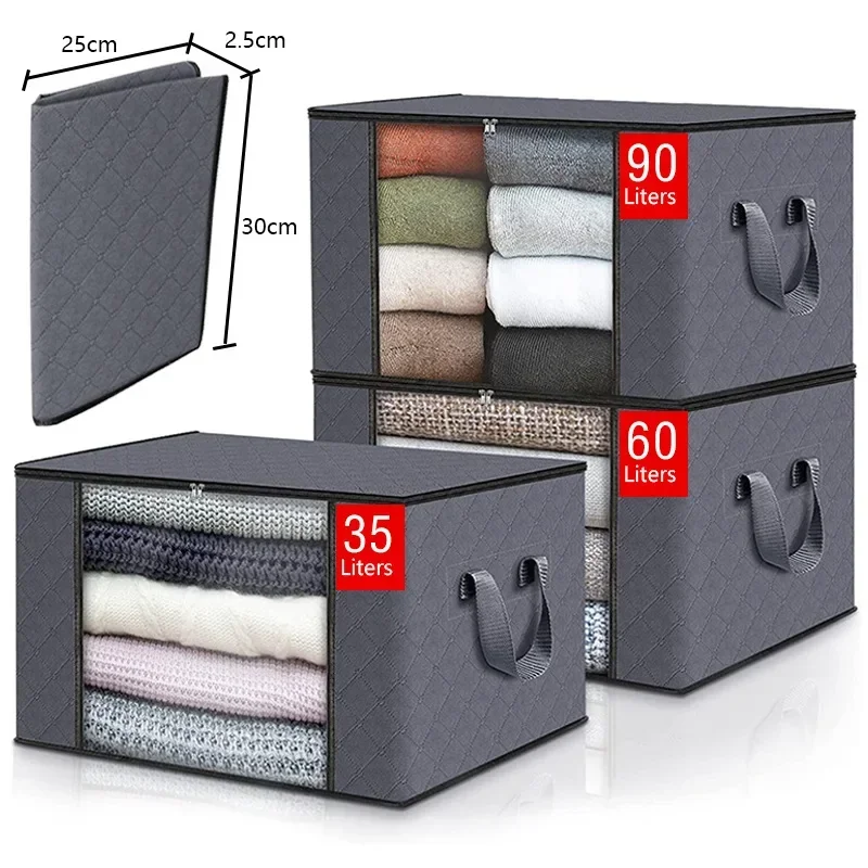 Sac de rangement pour vêtements de grande capacité, 3/1 pièces, sacs de rangement pliables pour couvertures, conteneurs de rangement pour organiser les vêtements de placard de chambre à coucher