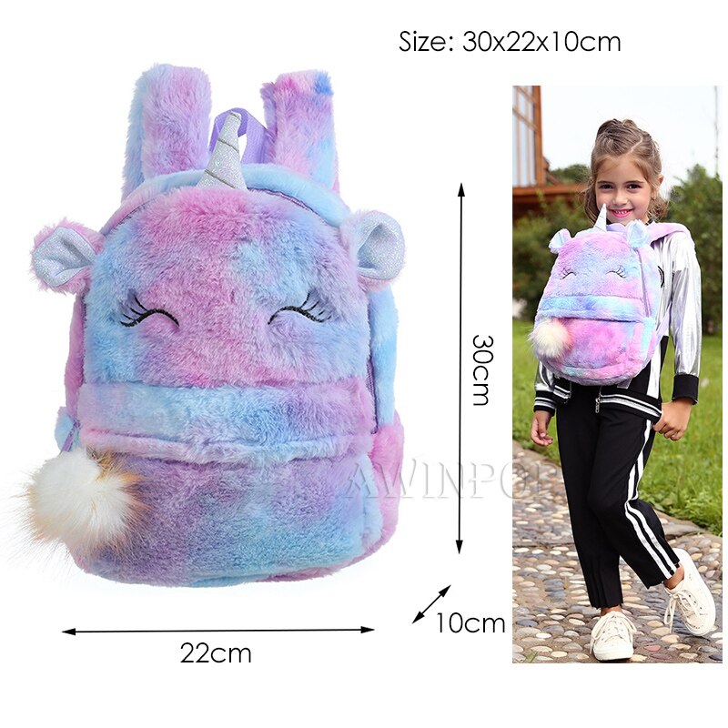Stil børn plys rygsække tegneserie enhjørning skoletasker søde børnehave tasker til børn piger mochila infantil: 4