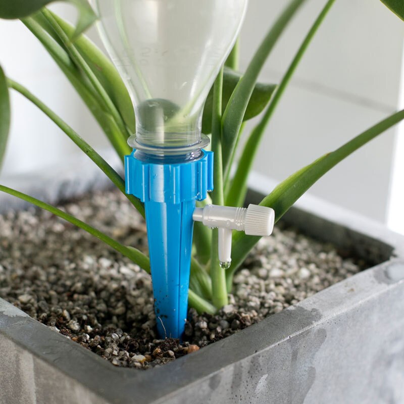 Sistema de riego por goteo planta bonsái DIY riego automático por goteo jardín aspersores picos plantas cónicas planta de hogar suelo hidrogel de barro