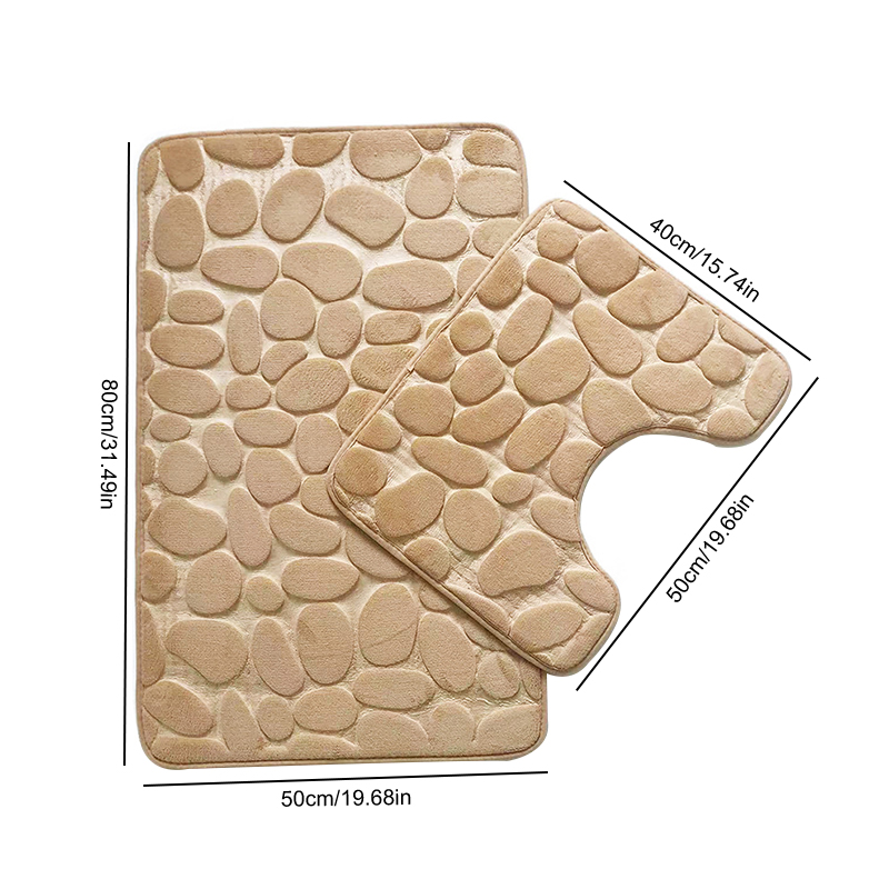 Antislip 50*80Cm Badmat En 50*40Cm Wc Mat Badkamer Tapijt Set Zachte Badmat Met Geplaveide Patroon Wasbare Badmatten