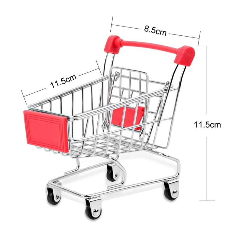 Mini Supermarkt Handcart,4Pcs Mini Winkelwagentje, Supermarkt Handkar Speelgoed Model, Speelgoed Cosmetische Opslag, diversen Opslag